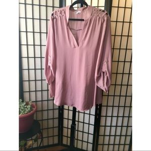 Charlotte Russe Plus - 3/4 Length Pink Blouse